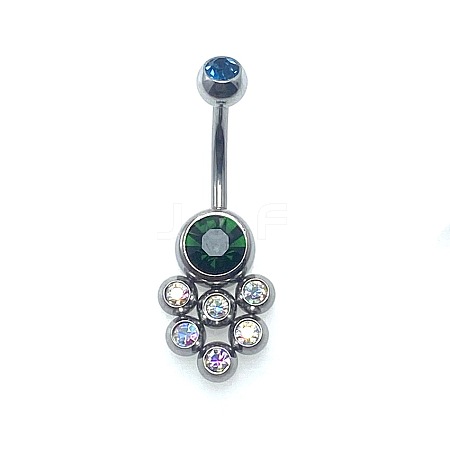 304 Stainless Steel Pave Colorful Cubic Zirconia Curved Barbell Belly Rings FS-WG9F3DF-01-1