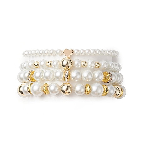 Glass Imitation Pearl Bead Stretch Bracelets BJEW-JB09211-1