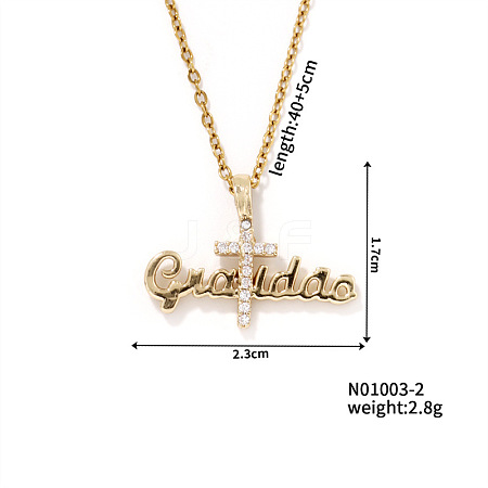 Fashionable Hip-hop Cross Pendant Necklace with Sparkling Rhinestone SP0076-2-1