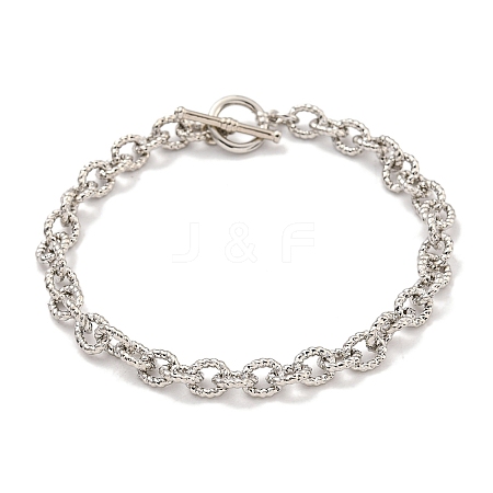 Twist Brass Cable Chain Bracelets for Women BJEW-G703-05P-1