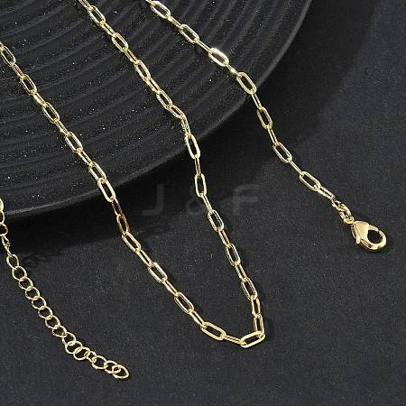 2.4MM Brass Paperclip Chain Necklaces for Women KK-CBA2293-17G-1