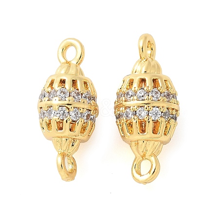 Brass Micro Pave Cubic Zirconia Connector Charms KK-U056-25G-1