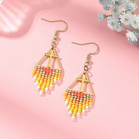Glass Beads Braided Dangle Earrings EJEW-MZ00786-02-1