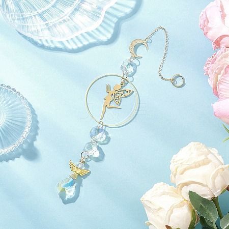 Alloy & Brass Fairy Hanging Suncatchers HJEW-JM04246-1