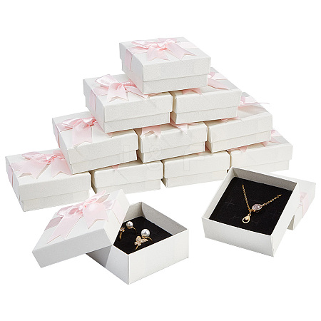  12Pcs Square Cardboard Jewelry Set Box CBOX-NB0001-29A-1