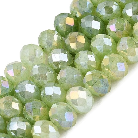 Electroplate Crackle Imitation Jade Glass Beads Strands LS-EGLA-Q131-02C-03-1
