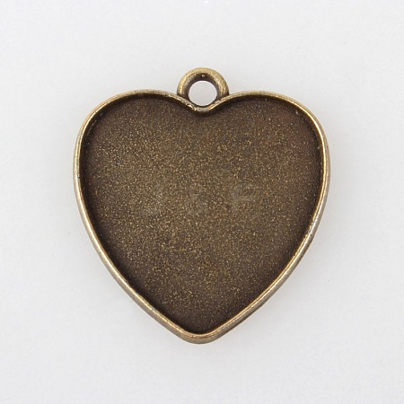 Vintage Tibetan Style Alloy Heart Pendant Cabochon Settings X-TIBEP-M018-145AB-NF-1