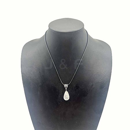 Natural Quartz Crystal Teardrop Pendant Necklaces SK1018-9-1