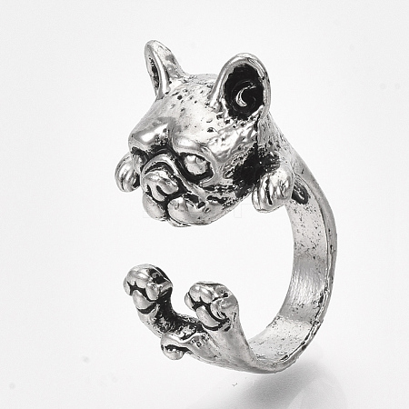 Alloy Puppy Cuff Finger Rings RJEW-T008-09-1