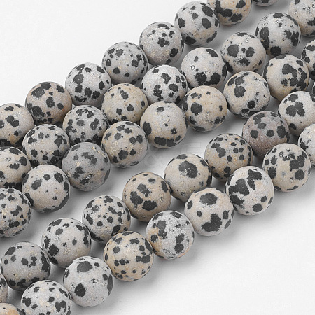 Natural Dalmatian Jasper Bead Strands G-G735-68F-12mm-1