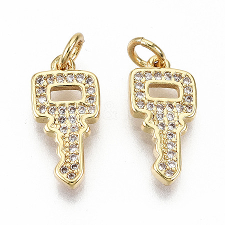 Brass Micro Pave Clear Cubic Zirconia Pendants ZIRC-S067-153-NF-1