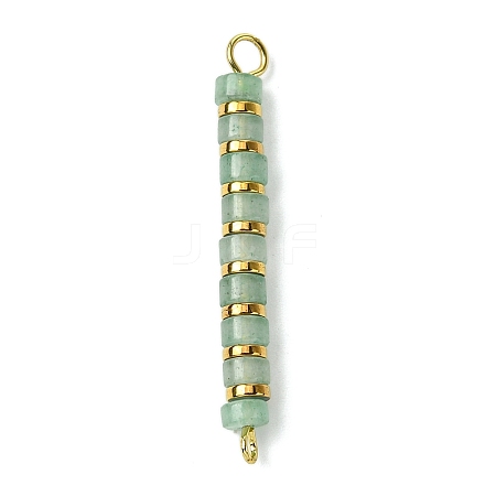 Natural Green Aventurine & Electroplated Synthetic Non-magnetic Hematite Heishi Connector Charms PALLOY-JF03291-02-1