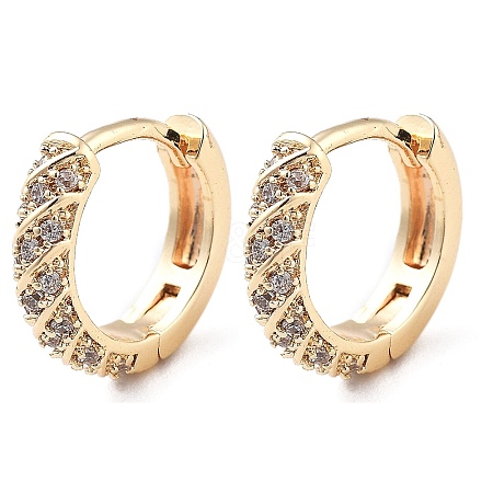 Brass Micro Pave Clear Cubic Zirconia Hoop Earrings for Women EJEW-U029-01G-05-1