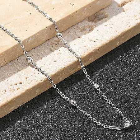 Brass Ball Cable Chain Necklaces for Women NJEW-M051-01P-1