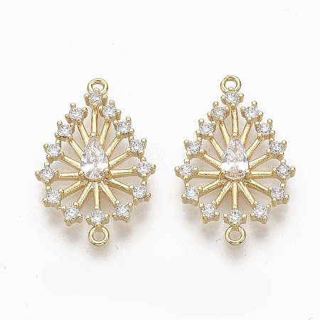 Brass Micro Pave Clear Cubic Zirconia Links ZIRC-Q021-054G-NF-1