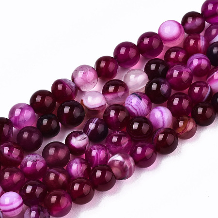 Natural Striped Agate/Banded Agate Beads Strands G-T131-36C-1