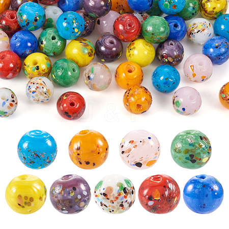 54Pcs 9 Colors Handmade Lampwork Beads LAMP-TA0001-09-1