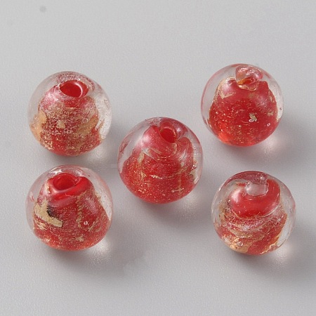 Handmade Gold Sand Lampwork Beads LAMP-WH0011-03B-03-1