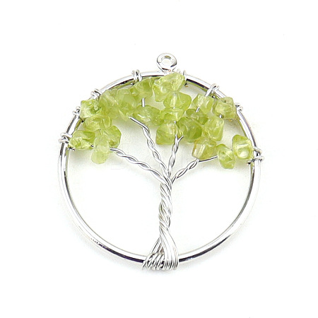 Natural Peridot Tree fo Life Pendants WG82707-14-1