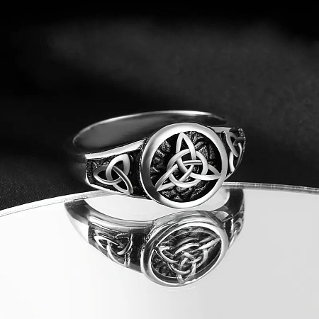 Round with Knot Pattern Brass Finger Rings FS-WG1EEAC-06-1