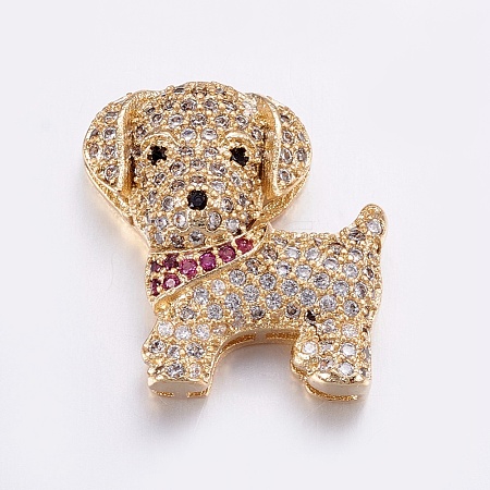 Brass Micro Pave Cubic Zirconia Puppy Pendants ZIRC-G125-34G-1