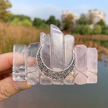 Natural Rose Quartz Snap Hair Clips PW-WGA30F0-04-1