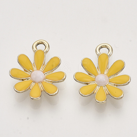Light Gold Plated Alloy Pendants X-ENAM-T009-39B-1