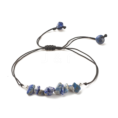 Natural Lapis Lazuli Chips Braided Bead Bracelet BJEW-JB08019-01-1