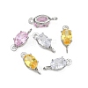 SHEGRACE Brass Pave Cubic Zirconia Oval Connector Charms XGRQ2O679-437P-2