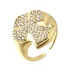 Brass Micro Pave Cubic Zirconia Cuff Rings for Women RJEW-F181-04G-2