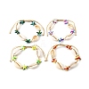 4Pcs 4 Colors Natural Cowrie Shell & Synthetic Turquoise Braided Nylon Bracelets for Women BJEW-JB11535-2