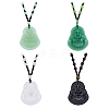 FIBLOOM 4Pcs 4 Colors Resin Imitation Gemstone Maitreya Buddha Pendant Necklaces Set NJEW-FI0001-07-1