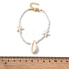 Couch Shell Shape & Starfish Shell Charm Bracelets BJEW-F520-04G-3