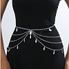 Gothic Style Alloy & Clear Glass Teardrop Tassel Multilayer Waist Belly Chains for Women FS-WGFFABC-01-1