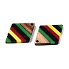 Jamaican Colour Epoxy Resin & Walnut Wood Pendants X-RESI-N039-122N-2