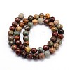 Natural Polychrome Jasper/Picasso Stone/Picasso Jasper Round Bead Strands X-G-J303-16-6mm-2