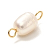 Natural Cultured Freshwater Pearl Beads Links Connectors PALLOY-JF00941-01-3