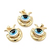 Eye with Moon Brass Micro Pave Clear Cubic Zirconia Pendants KK-G419-12G-2