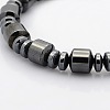 Magnetic Hematite Column and Rondelle Beads Bracelets BJEW-M066-14-2