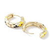 Real 18K Gold Plated Brass Enamel Flower Print Hoop Earrings for Women EJEW-L269-116G-3