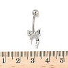 Brass Pave Clear Cubic Zirconia Curved Barbell Bowknot Belly Rings AJEW-L099-01B-P-3