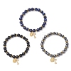 3Pcs Natural Lapis Lazuli & Eyeless Obsidian & Non-Magnetic Synthetic Hematite  Beaded Stretch Bracelets BJEW-JB12895-2