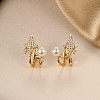Brass Star Stud Earrings with Shell Pearl SG5479-1