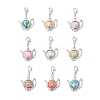 Teapot Handmade Polymer Clay & Tibetan Style Alloy Pendant Decorations HJEW-JM03544-2