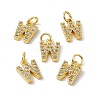Real 18K Gold Plated Brass Micro Pave Clear Cubic Zirconia Charms KK-E068-VB452-W-4
