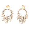 Flat Round Brass Glass Bead Dangle Stud Earrings FS-WG04037-04-1