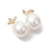 Brass Micro Pave Cubic Zirconia with Shell Pearl Pendants PALLOY-JF05349-2