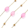 Natural Dyed Jade & 304 Stainless Steel Beads Link Chains CHS-K021-08B-03-1
