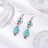 Tibetan Style Alloy Synthetic Turquoise Oval Dangle Earrings EJEW-JE06575-3-1