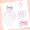 2Pcs 2 Colors Bowknot Long Mesh Tulle Bridal Veils with Hair Barrettes & Imitation Pearl OHAR-GO0001-10-3